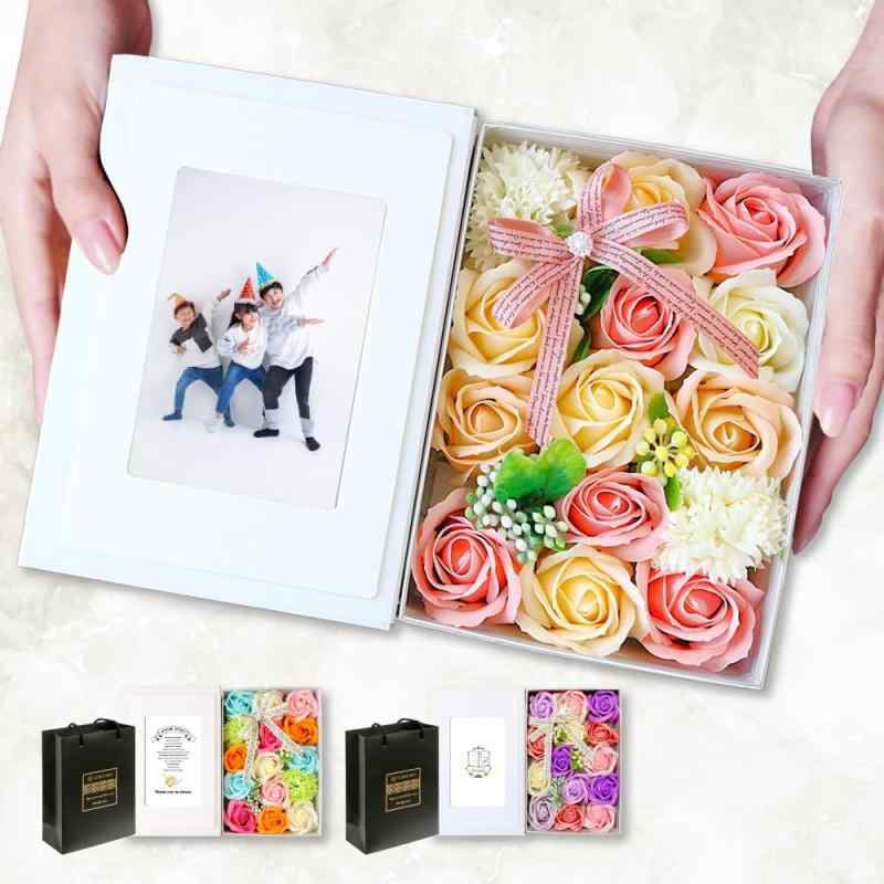 TUKUMO ブック型ソープフラワー フォトフレーム ギフト 写真立て L判 2L判 ボックス 母の日 父の日 花束 入学祝 卒業祝い 誕生日 プレゼント 退職祝い フォトウェディング