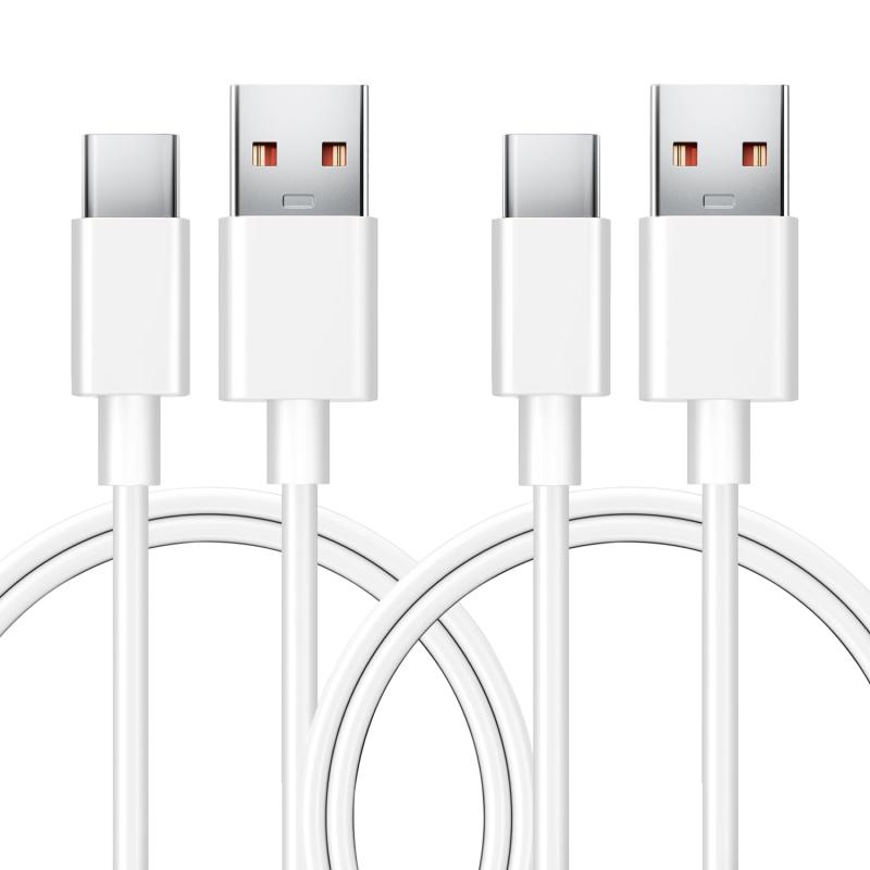 [2本パック、3フィートのUSB Cケーブル、3A高速充電およびデータ同期コード、USB AからタイプCへの充電ケーブル、携帯電話、ノートパソコン、タブレット、その他のデバイス用(ホワイト)