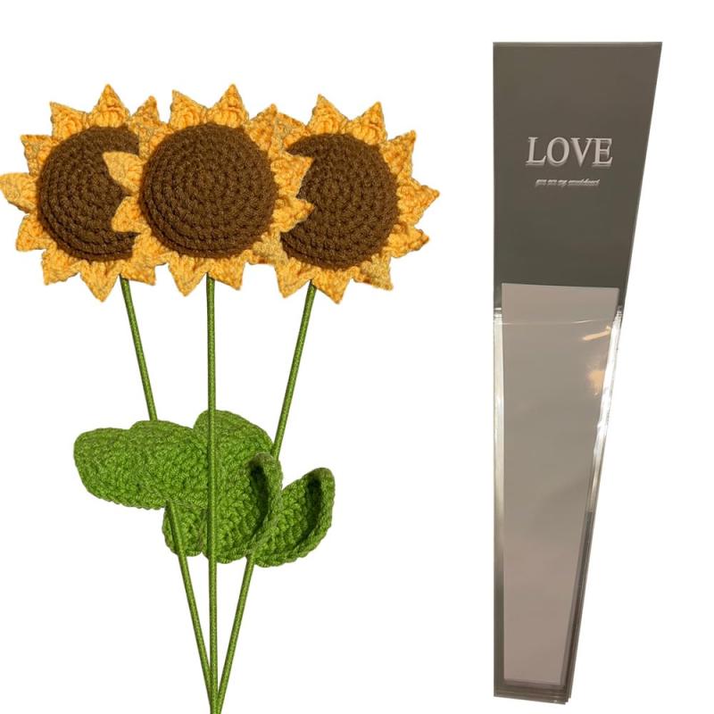 手織りの毛糸フラワー 《お手入れいらずの枯れない花》 造花 アートフラワー