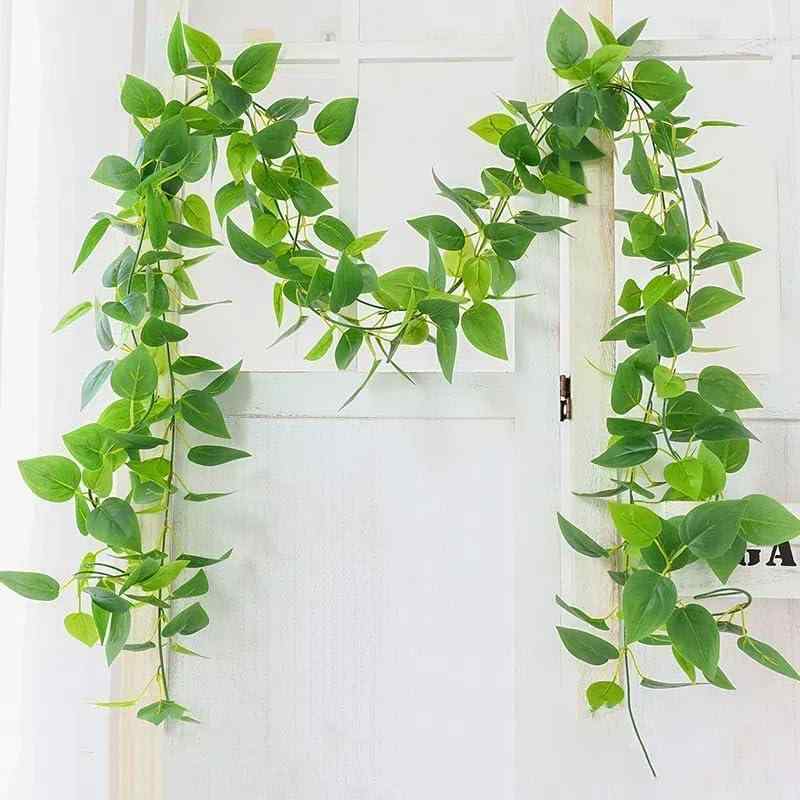 グリーン 観葉植物 アイビー 2本 240cm 吊り下げ ツタ フェイクグリーン 造花 藤 緑 葉 壁掛け 吊りのインテリア飾り人工植物 枯れない ポトス(2.4M 2本)