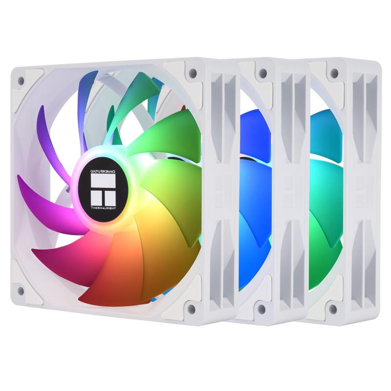 Thermalright TL-C12CW-X28-S X3 CPUファン、白色冷却ファン、1550RPM速度のPC、120mmコンピューターケースクーラー、ケースおよび液体クーラーおよびCPU冷却用PWM制御、厚さ28mm