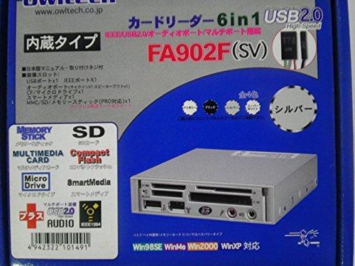 Owltech 3.5"フロントベイ内蔵カードリーダー 6in1 USB2.0 FA902F(SV) シルバー