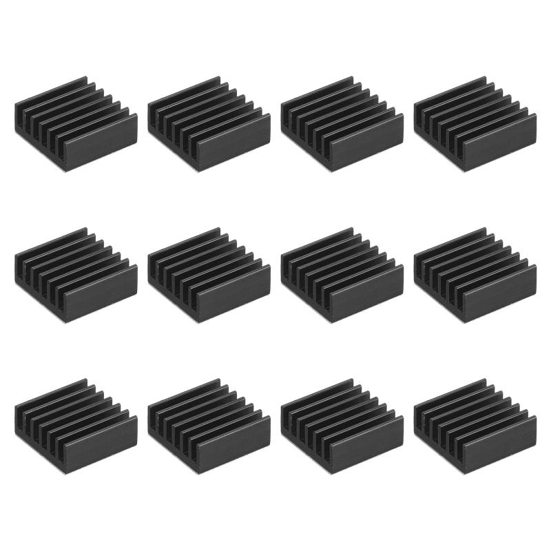 乐天商城 - PATIKIL 12個 ヒートシンク アルミニウム 14×14×6mm 放熱器 熱暴走対策 放熱板 薄型 小型 DIY用 チップ ノートPC 回路基板 冷却用 ステッカー付き 黒