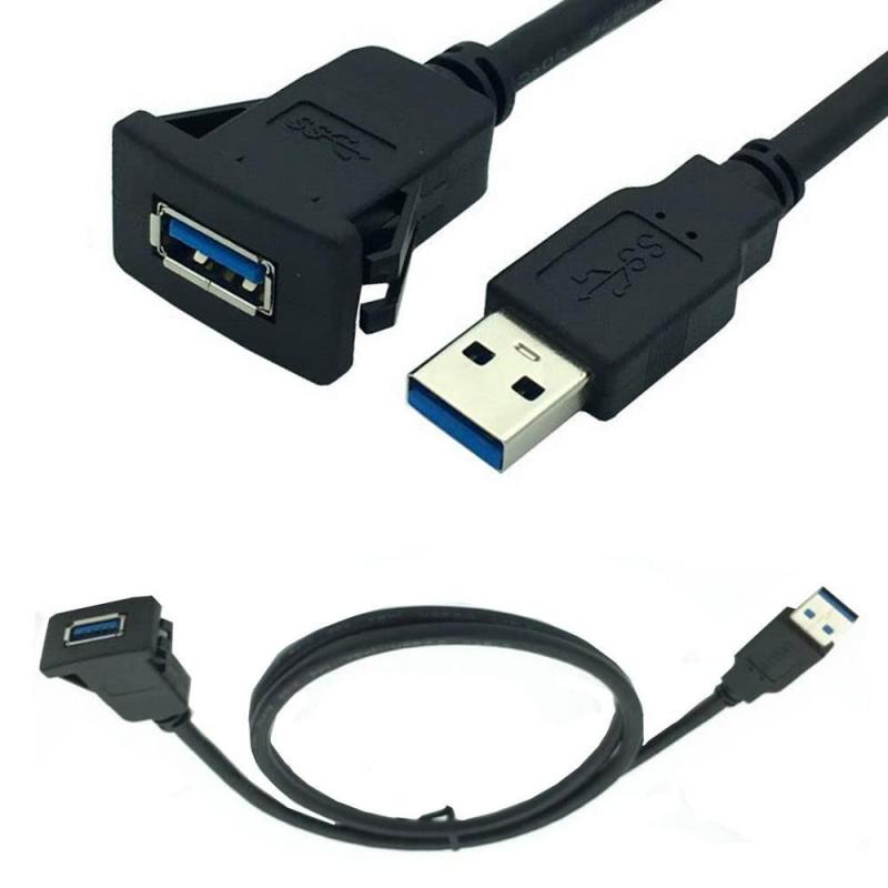USB3.0オスからUSB3.0メス延長ダッシュパネル防水カーフラッシュマウントケーブル、USB3.0カーボートとオートバイ用 延長パネル フラッシュマウントケーブル