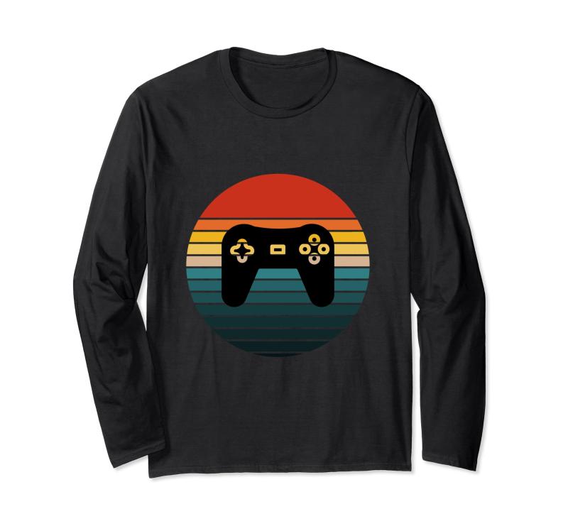 SONY - レトロビデオゲームサンセット ヴィンテージゲーマー サンコントローラー 長袖Tシャツ