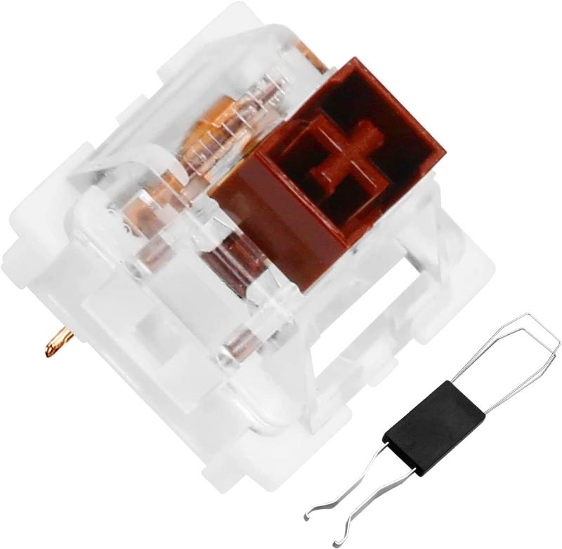 XuanGui OUTEMU (Gaote) 防塵キーボードスイッチ 3ピン ブラック/レッド/ブラウン/ブルー キースイッチ DIY 交換可能 Cherry MX 相当スイッチ プーラー付き メカニカルゲーミングキーボード用