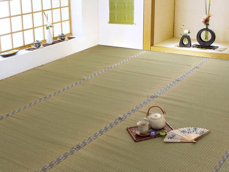 イケヒコ い草 ラグ 柿田川 江戸間 日本製 上敷き カーペット 糸引織 ヒバ加工