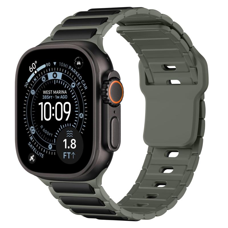 Apple Watch 49mm 46mm 45mm 44mm 41mm 40mm 対応 シリコン製腕時計バンド、iWatch Series 11/10/9/8/7/6/5/4 用 頑丈な交換用ベルト Apple Watch Ultra 3/2/1/SE