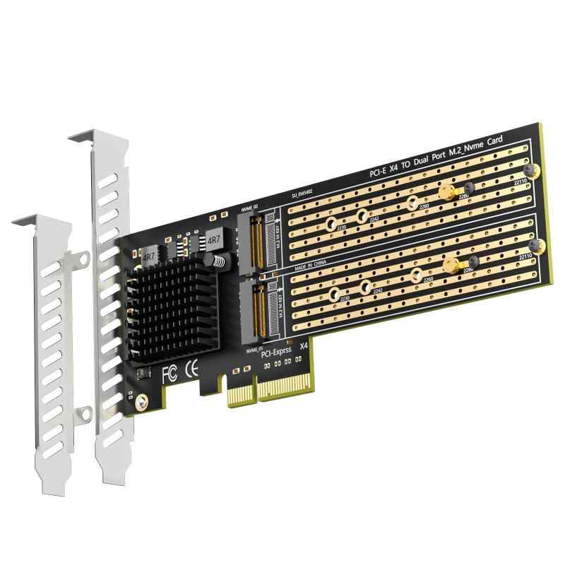 GLOTRENDS M.2 NVMe to PCIe 3.0 X4 アダプター（PCIe 分岐機能付き）、OSツールによるソフトM.2 NVMe RAID設定（22110/2280サイズ対応）