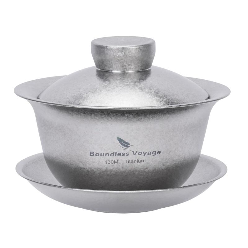 乐天商城 - Boundless Voyage チタン蓋碗 130ml ダブルウォール茶碗 耐熱 保温 軽量 錆びない 中国茶器 携帯用 茶具 お家 事務所 旅行用 茶器 アウトドア キャンプ用品 収納袋付き 結晶シルバー Ti3144D