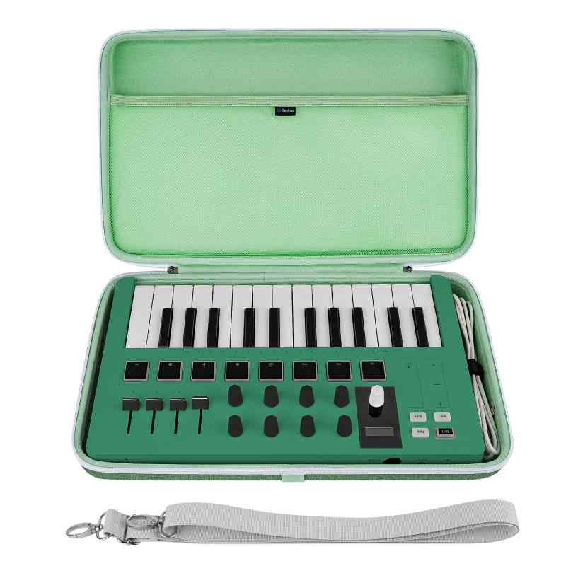 Geekria USB MIDI キーボード コントローラー ハンドケース Arturia MiniLab 3 / MiniLab MkII 25 Slim-Keynと互換性あり ハードシェル トラベル キャリングバッグ 手提げケース ショルダーストラッ