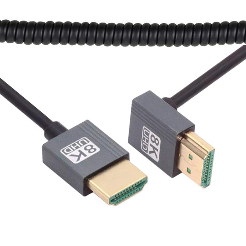 NFHK ケーブル HDMI 2.1 オス - HDMI オス 8K 60hz ストレッチコイルケーブル 100cm HDTV コンピューター ノートパソコン モニター用 左右上下