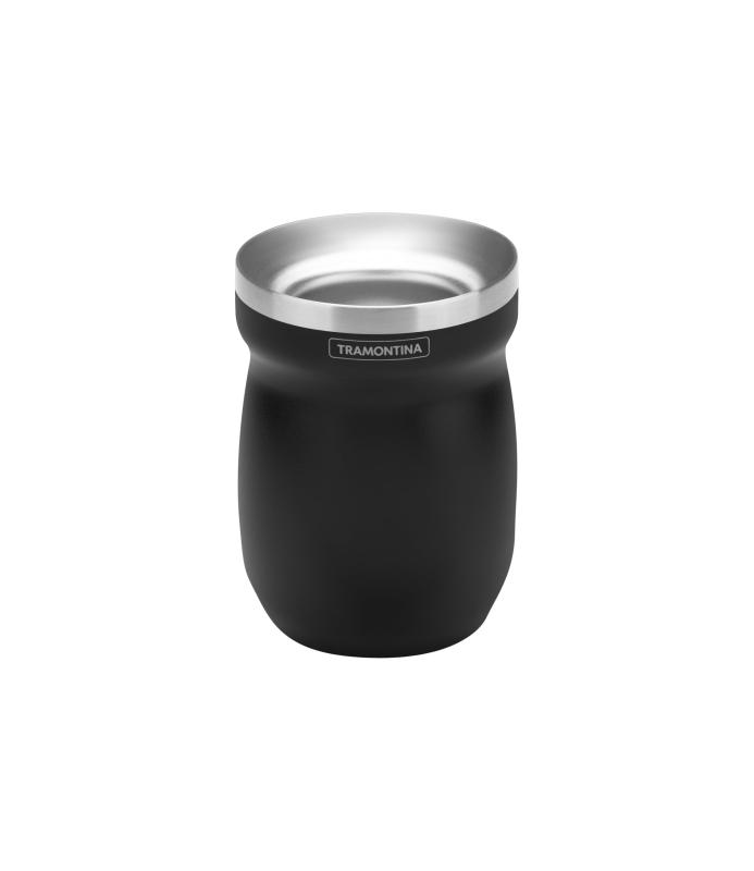 トラモンティーナ マテ茶器 (マテカップ) イレックス 黒 ステンレス製 マテ茶 専用カップ 金属 BPAフリー ダブルウォール 熱くならない二層構造 cuia chimarrao 61647/200 TRAMONTINA