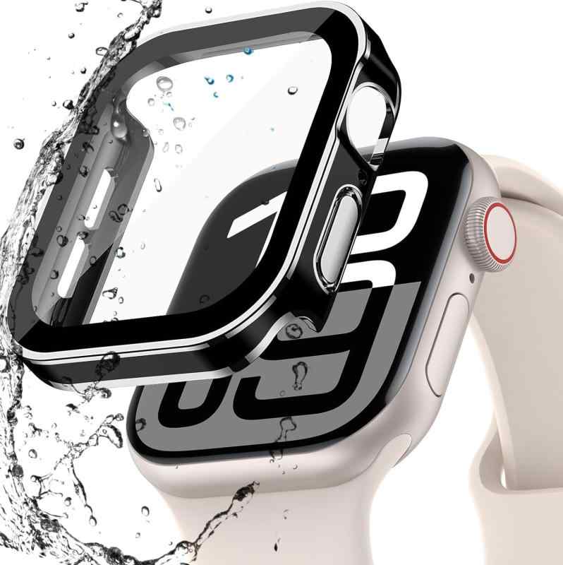AIYYXX Apple watch 10 ケース 46mm 42mmm 対応 アップルウォッチ10 カバー 防水 一体型 新デザイン 3D直角エッジ 超薄型 PC+ガラス素材 高透過率 apple watch10 ケースキズ防止 簡単に取り付け・取 全
