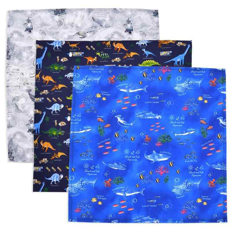 COLORFUL CANDY STYLE ランチクロス 撥水・ノーアイロン 男の子 3枚セット 給食 ナフキン お弁当 スタンダード 45×45cm 正方形 海の生き物と恐竜セット N3931713-NVL2511 ポケットティッシュポーチ付