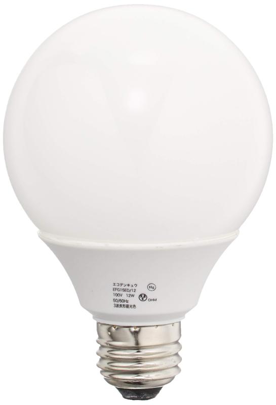 オーム電機 電球形蛍光灯 エコデンキュウ G形 E26 60形相当 昼光色