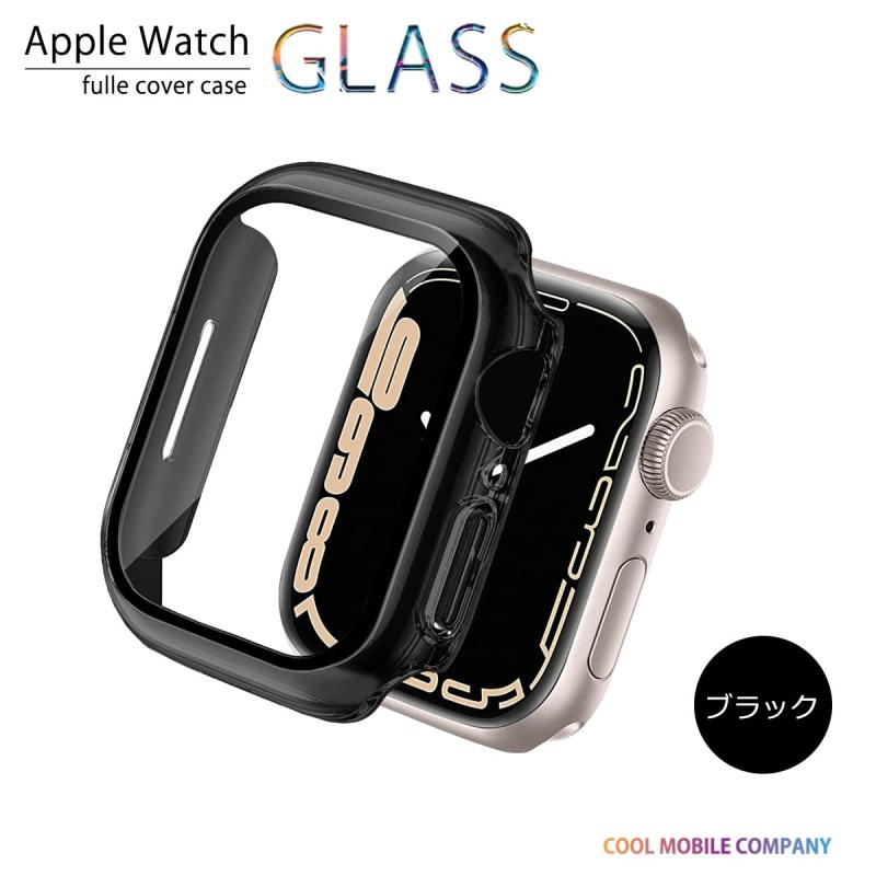 ciel-soraのApple Watch7 アップルウォッチ7 用 ガラス一体型 ケース 45mm 41mm カバー (41mm, ブラック)｜アングル2