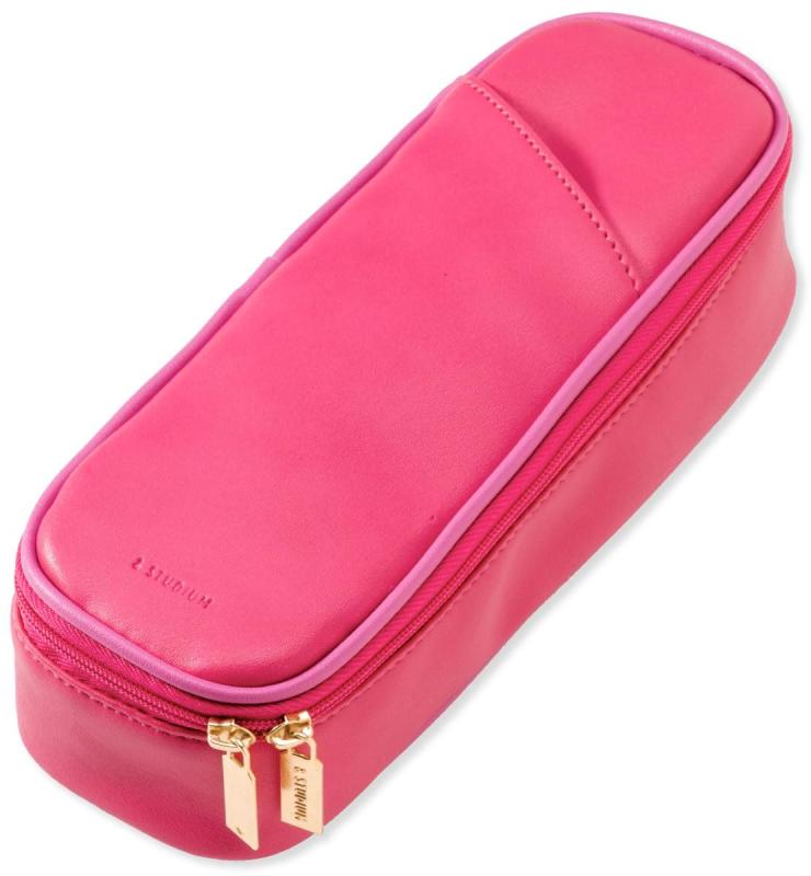 乐天商城 - いろは出版 &STUDIUM 筆箱 ペンケース ポーチ &STUDIUM ペンケース ファスナー 仕切り PINK 縦190mm 横66mm 高さ50mm