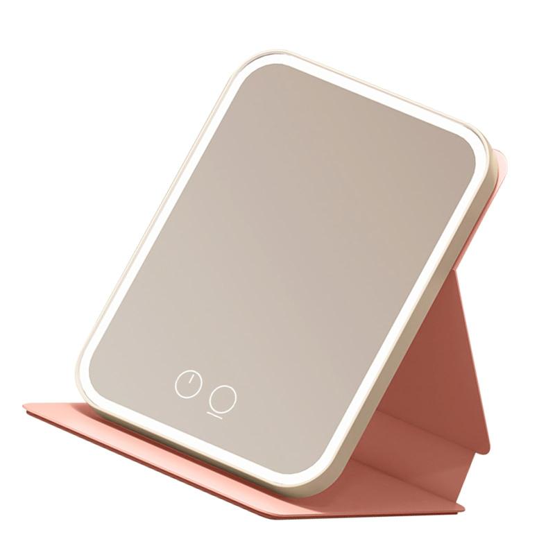 女優ミラー 卓上ミラー 日光女優ミラー 卓上鏡 化粧鏡 三色調光 明るさ調節 タッチボタン ホワイト 折..