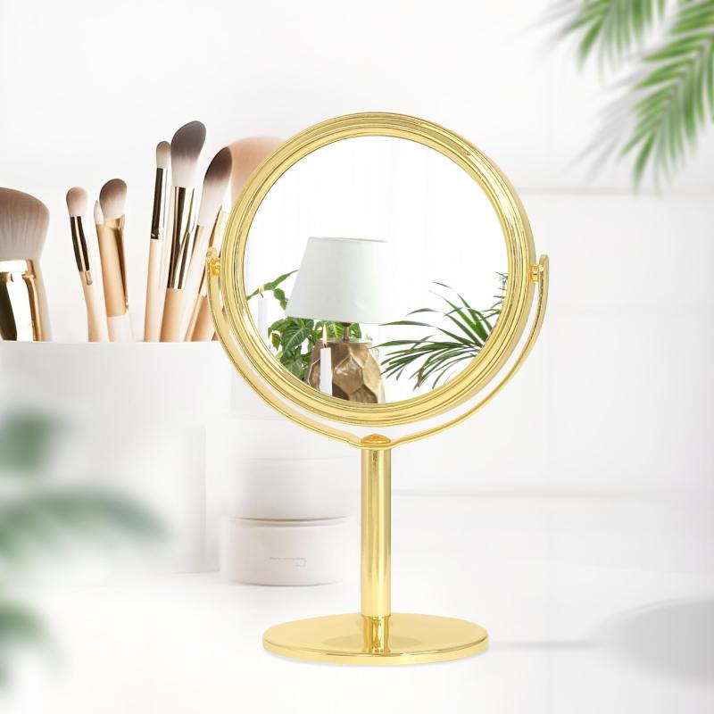 Homirio 化粧鏡 卓上用ミラー 丸型 両面鏡 360度回転 2倍の拡大鏡 シンプルなデザイン安定性の高い設置 カウンタートップや洗面化粧台に簡単に設置できる360度回転両面ミラー。滑り止めベースが転倒を防ぎ、安定した使用感を提供します...