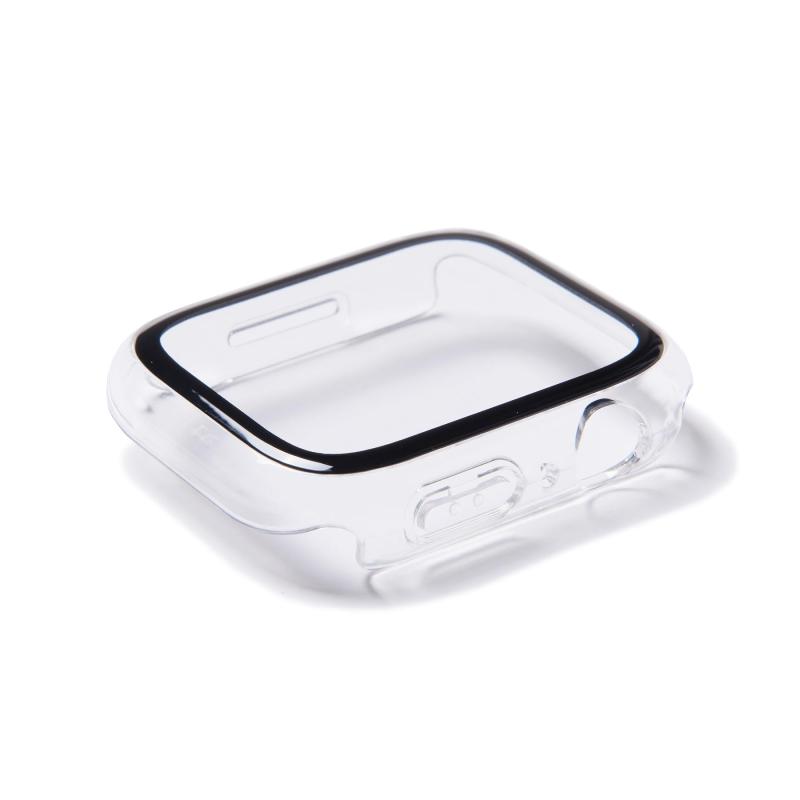 Rakuten - Apple Watch case アップルウォッチ ケース カバー 44mm 対応 ハイブリッドガラスケース ポリカーボネート＋強化ガラス＋シリコン製 軽量デザイン クリア/ブラック awc44-pf02