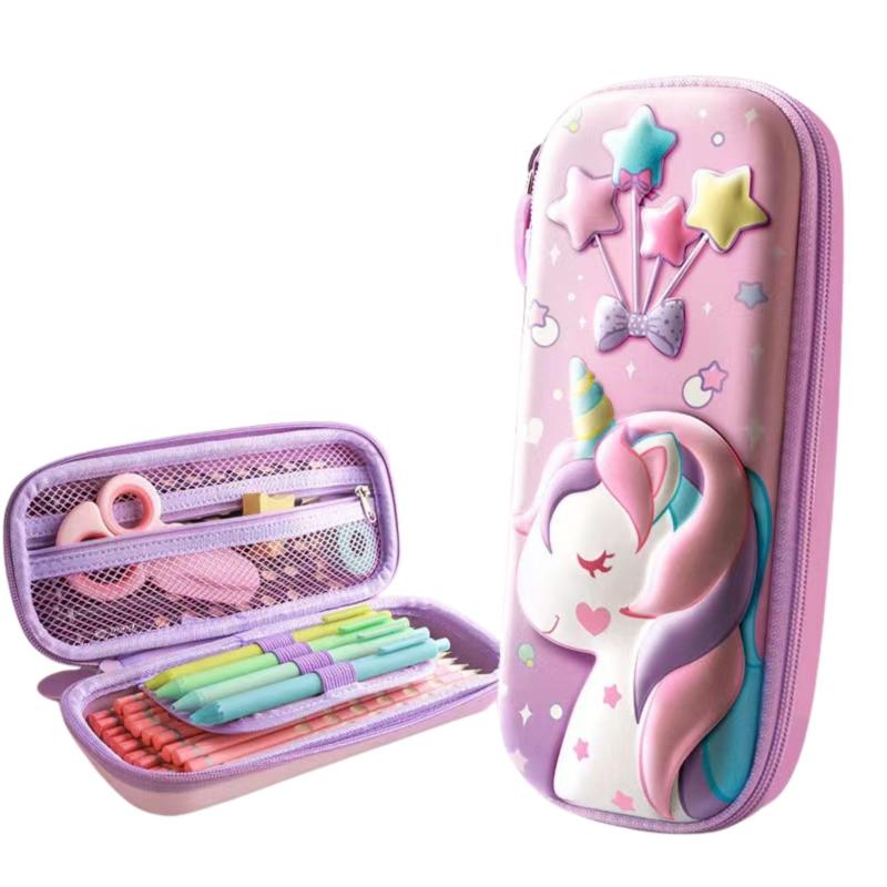 ユニコーン 筆箱 ペンケース 女の子 ピンク 筆入れ 3D 立体加工 大容量 子供 入学 収納