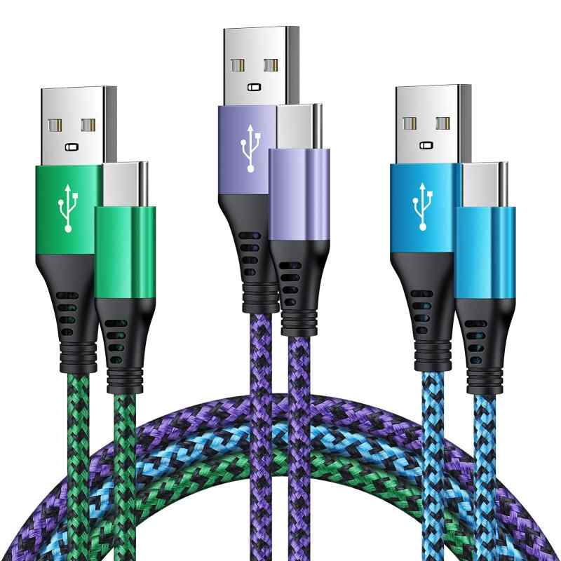 Viviber USB Type C ケーブル 3本セット/1.8M 高耐久ナイロン 高速データ転送【安全且つ急速充電】タイプc ケーブル内部に56kΩレジスタを実装されることによりデバイスを短絡、過充電、過熱などから高安全保護します。この高速充電ケーブルがQC3.0急速充電に対応しているので、最大3Aの電流で充電されることができます。【優れた耐久性】ナイロン素材なので、他のケーブルよりこのusbコードは5倍以上の持続力を持ち、ケーブルの脱落、割れ、錆びを有効に防止できます。type c 充電 ケーブルの端子の両面も使われて、向きを気にせず機種に挿し込んでも良いです。【対応機種】Viviberの携帯充電ケーブルがタイプc機種に全部対応しています。例えば、iphone 17/16/15,Galaxy s26/s25/s24/S8/S9/S10/S10e/S20/S21、Note 21/20/10/9/8、Xperia XZ2/XZ3/XZ/XZ1、LG G5/G6/G7/V20/V30、Huawei P9 / P10 / P20 / P30、MacBook Pro、Google Chromebook Pixel、GoProなどです。【3本組タイプcケーブル】部屋、キッチン、オフィス、デスク、新幹線、飛行機、車内に利用され、ソファーに座ってドラマを見ることにも適切な長さです。鮮やかなパープル、ブルーとグリーン色によって、ケーブルが目に立たれて見落とさなく、様々な場所に大活躍しています。【パッケージ内容】 USB A-USB C ケーブル 3本セット。当店の商品をお買い上げ12ヶ月以内に品質いたします。万が一故障発生したら、お気軽にご連絡ください.