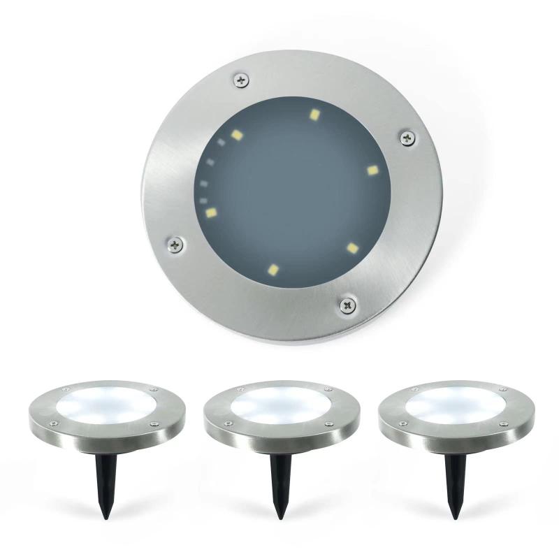 GWSOLAR【ソーラーグランドライト4個組 ホワイト色】埋め込み式ガーデンライト、より柔らかく均一な色合いでお庭の足元を美しくライトアップ 自動点灯・消灯 IP65防塵・防水性能 グラン