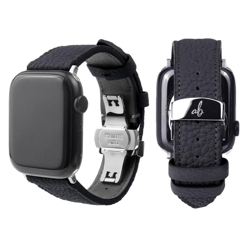 Rakuten - [アビィシグネチャー] アップルウォッチ バンド 革 シュランケンカーフ Apple Watch Series 1-10 / SE/Ultra 1-2 対応 [ ドイツ製レザー 日本革職人ハンドメイド プッシュ式Dバックル 高耐久性 耐摩耗性