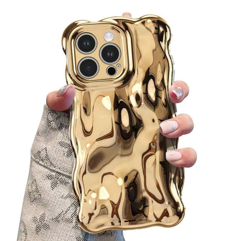 UEEBAI ケース 対応 iPhone 13 Pro Max 6.7 inch 用の ケース ウェーブデザイン スマホカバー 可愛い おしゃれケース カラフルケース TPUカバー カーリーウェーブケース 軽量 薄型 グリッター 光沢カバ