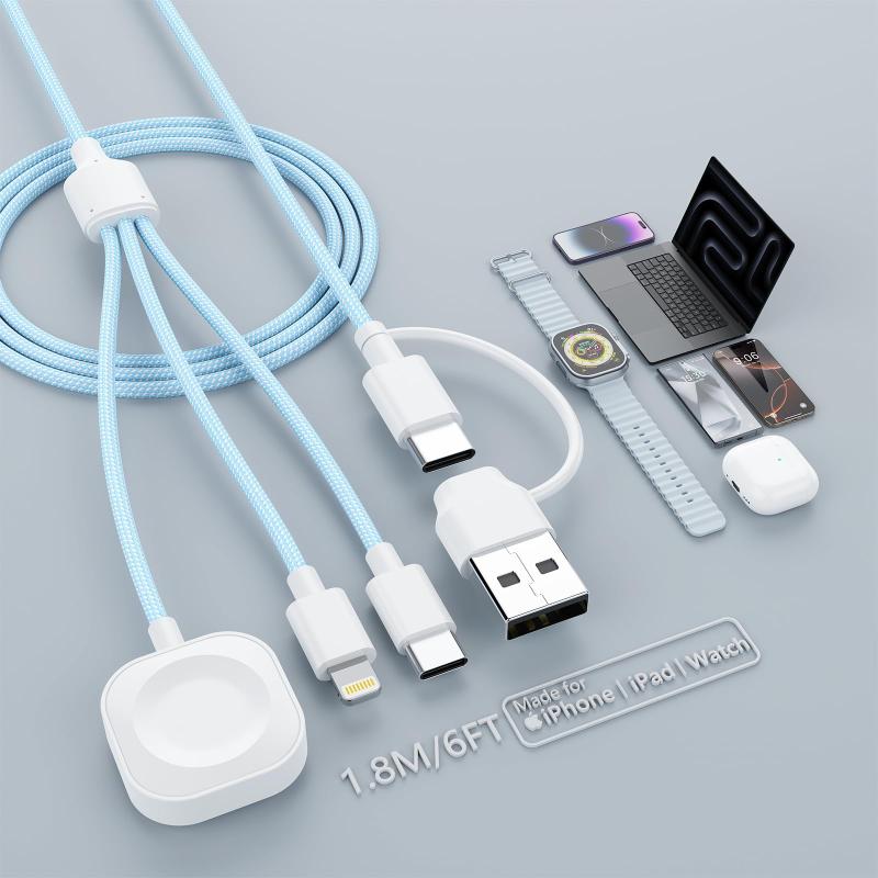 3in2 充電ケーブル 3イン2 充電コード iPhone アップルウォッチ 同時充電 急速充電 超高耐久