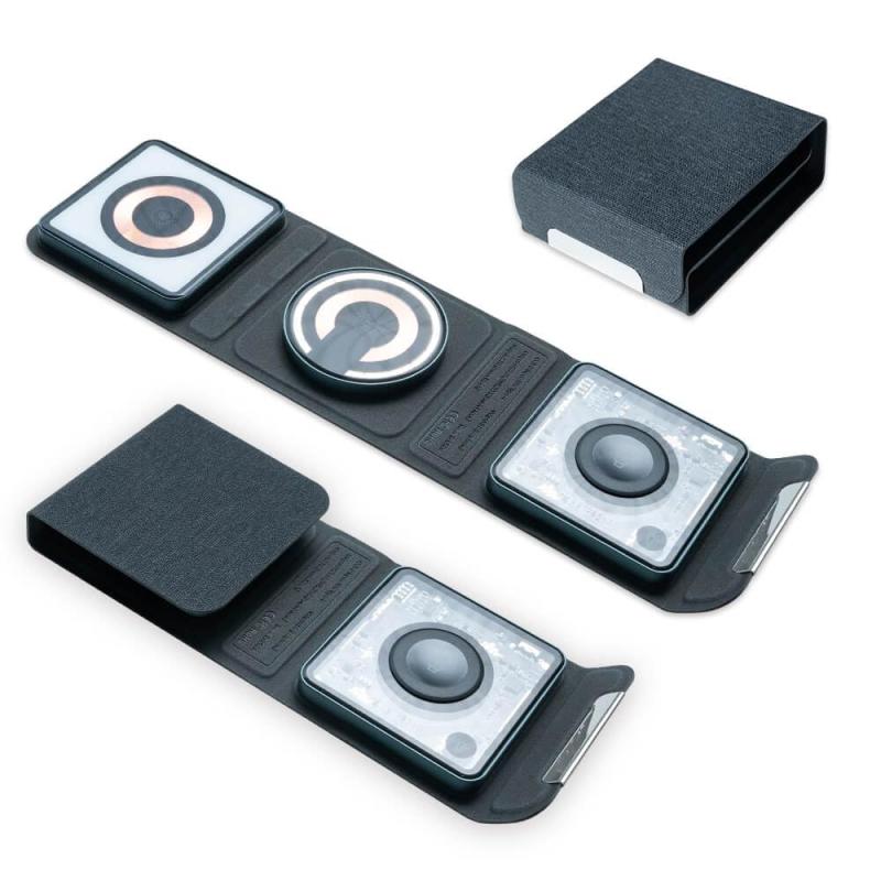 【Santek】ワイヤレス充電器 マグネット 3in1 iPhone/iWhatch/Airpods同時充電 Apple Watch 充電器 置くだけ充電 マグセーフ充電器 iPhone Galaxy/アップルウォッチ/Aripods用 コンパクト 持ち