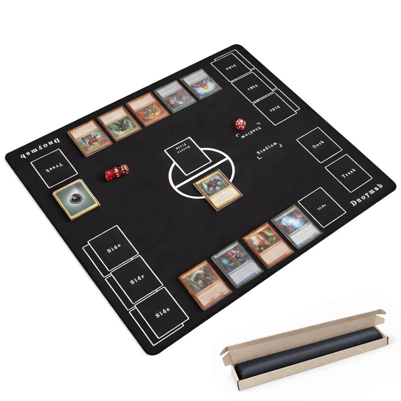 Dnoymab フルサイズ プレイマット カードゲーム ラバー プレイマット 2人用 滑り止め 収納バッグ き 60×60cm