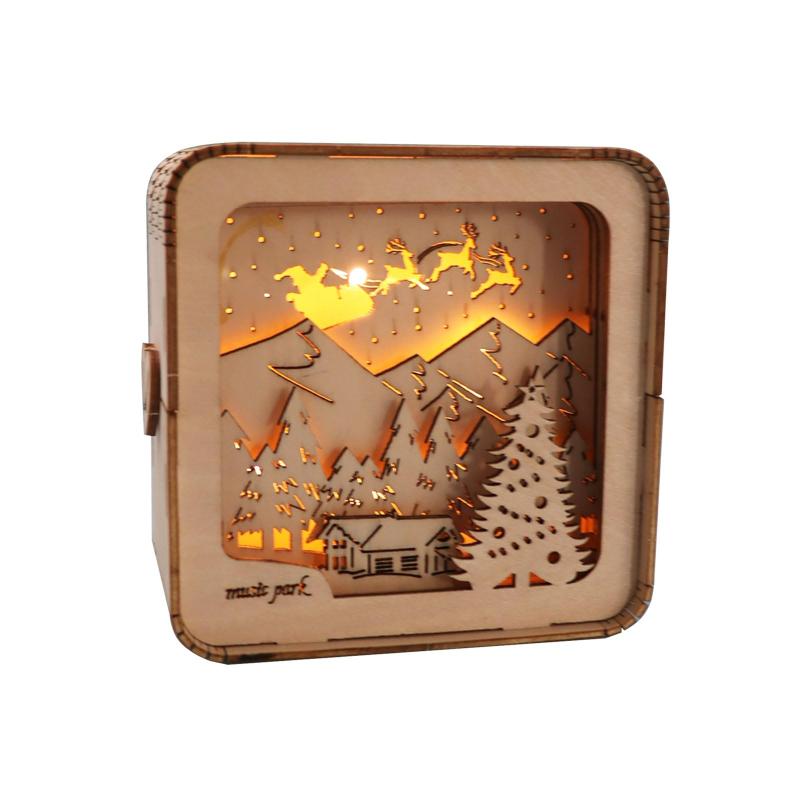 ミュージックパーク 3D 木製クリスマスパズル 大人・ティーン向け ナイトライト 子供向け 木彫りランプ 寝室や机の飾り 誕生日ギフト 女性向け 14歳以上