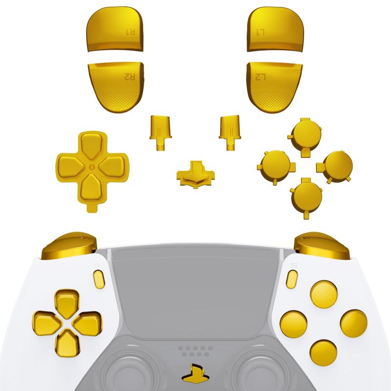 Rakuten - eXtremeRate ps5 edgeコントローラーに対応用メッキデザイン交換フルボタンセット方向キー、シェアオプション、ホーム、フェイスボタンとR1、L1、R2、L2トリガー、コントローラーはありません