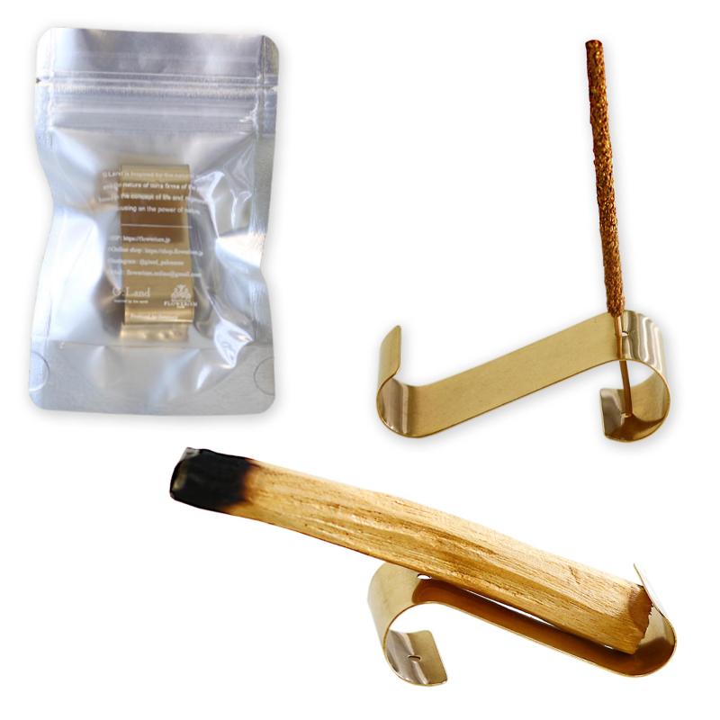  2way お香立て 真鍮 パロサント インセンス ホルダー 瞑想 浄化 おしゃれ ハンドメイド DualBrassHolder