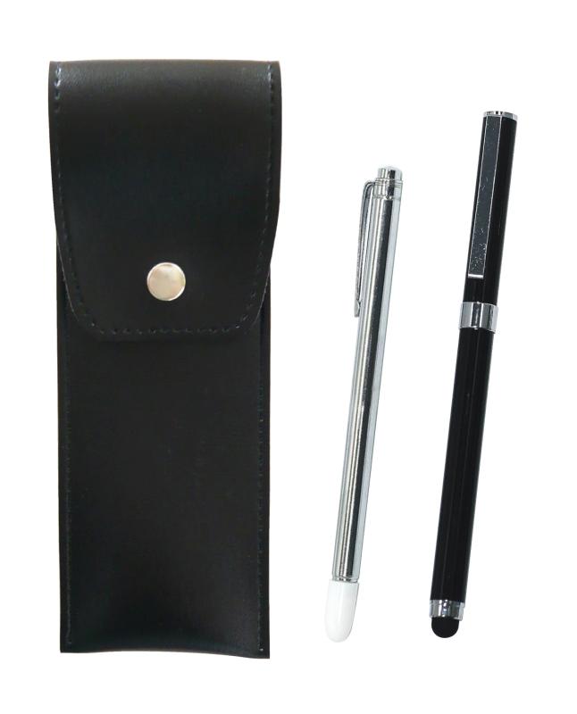 Rakuten - 丸ボタン式日本製ペンケース黒 金属製指示棒とスマホタッチ・メタルキャップ式ボールペンエクストラセット 黒 BRSB-701S-QSJW700-B