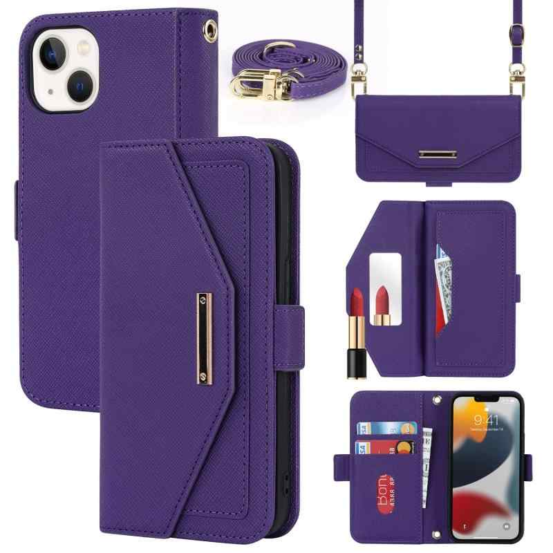 Rakuten - Cross pattern Wallet leather case for iPhone13 Mini