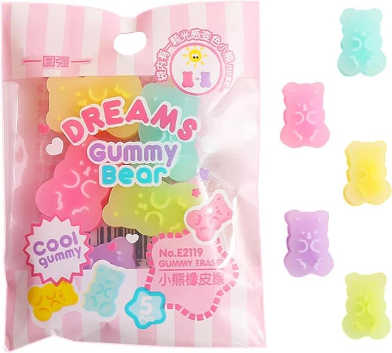 Erasers - かわいい消しゴム - カラフルなグミベアのカボション | 漫画のクマの鉛筆消しゴム | 消しゴム | インタラクティブなペット | 文房具用品 学校へのご褒美