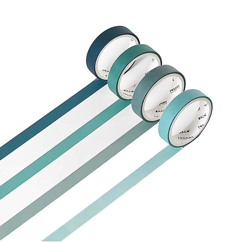 Yubbaex マスキングテープ モランディ 9mm幅 x 4巻 薄いです プレゼント包装、DIY工芸品、ノートの装飾に使える