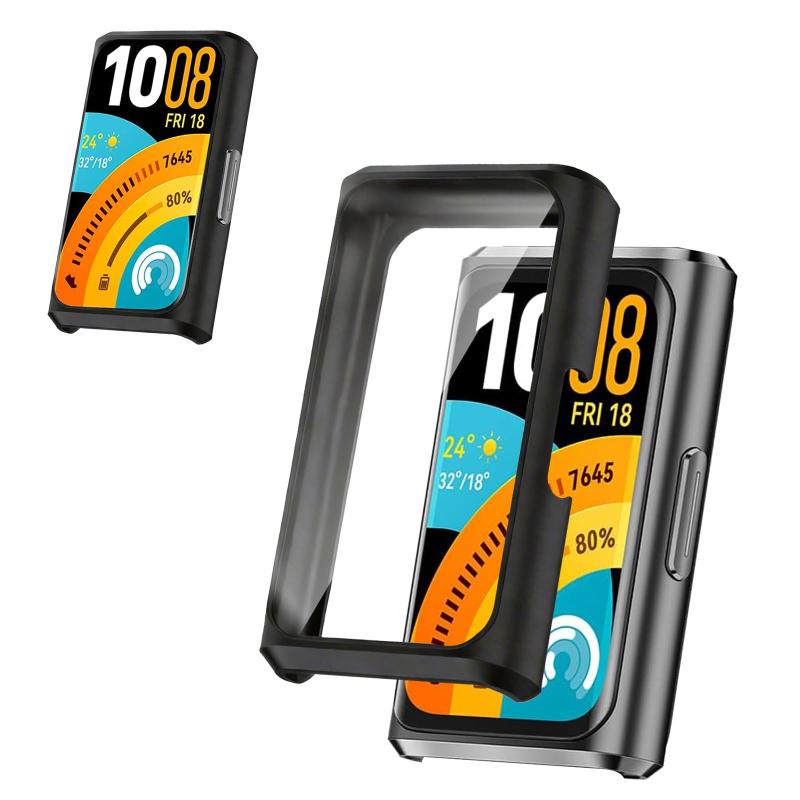 For HUAWEI Band 11 Pro 用 ケース カバー KONXISA HUAWEI Band 11 Pro カバー+フィルム 一体型（PCケース+ガラスフィルム）高透過率 擦り傷防止 衝撃吸収 装着充電可能 全面保護 着脱簡単（ブラック）