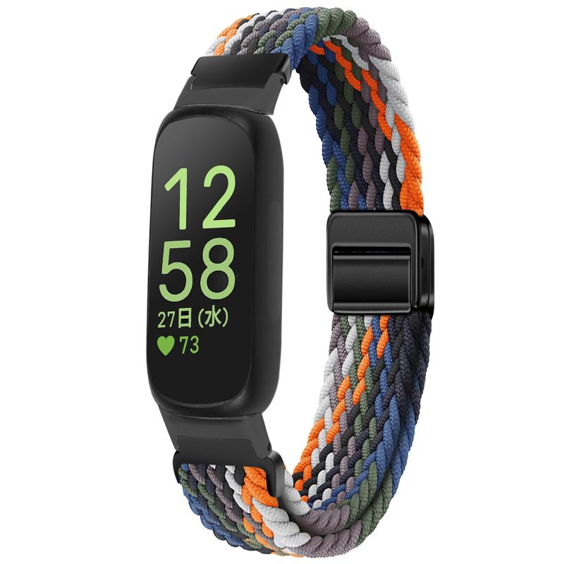 For Fitbit Inspire 3 交換バンド 磁気吸着式留め具 通気ナイロンバンド スポーツバンド ベルト 簡単取り付け