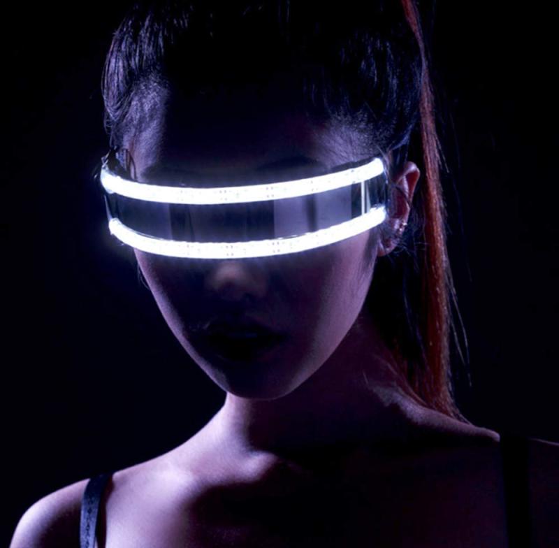 LEDメガネ LEDサングラス LEDサングラスは、ナイトクラブ、DJ、コンサート、ハロウィーン、誕生日パーティー用の充電式点滅シャッターネオン光るメガネを点灯します (白)