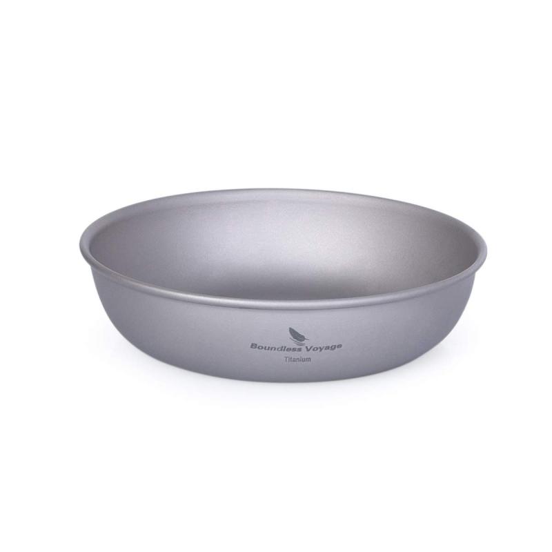 Boundless Voyage チタンプレート お皿 ラウンド プレート 食器 皿 チタン 割れない 錆びない 軽量 純チタン製 テーブルウェア 食洗機対応 自宅 アウトドア キャンプ メッシュ収納バッグ付き