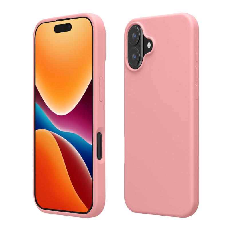 kwmobile スマホケース Apple iPhone 16 Plus対応 ケース - TPU リキッド シリコン カバー - 耐衝撃 傷防止 サラサラ Case ライトローズ