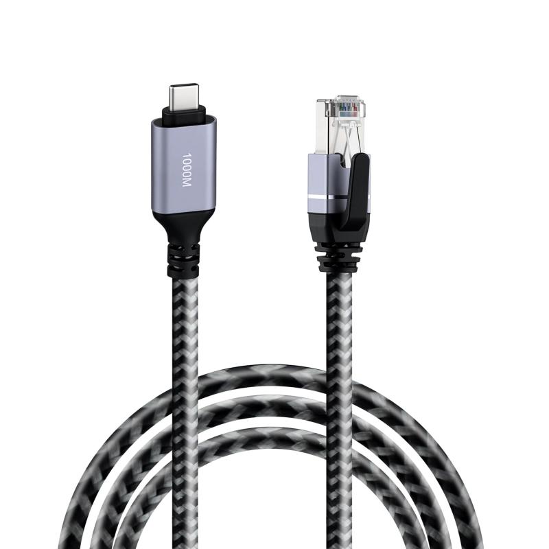 Mcbazel USB-C LANアダプター ケーブル 2M長さ Type-C RJ45 高速ネットワーク CAT6ケーブル対応 Thunderbolt 3/4/5 対応 ノートパソコン、PC、iPad、MacBook対応 丈夫な織物素材