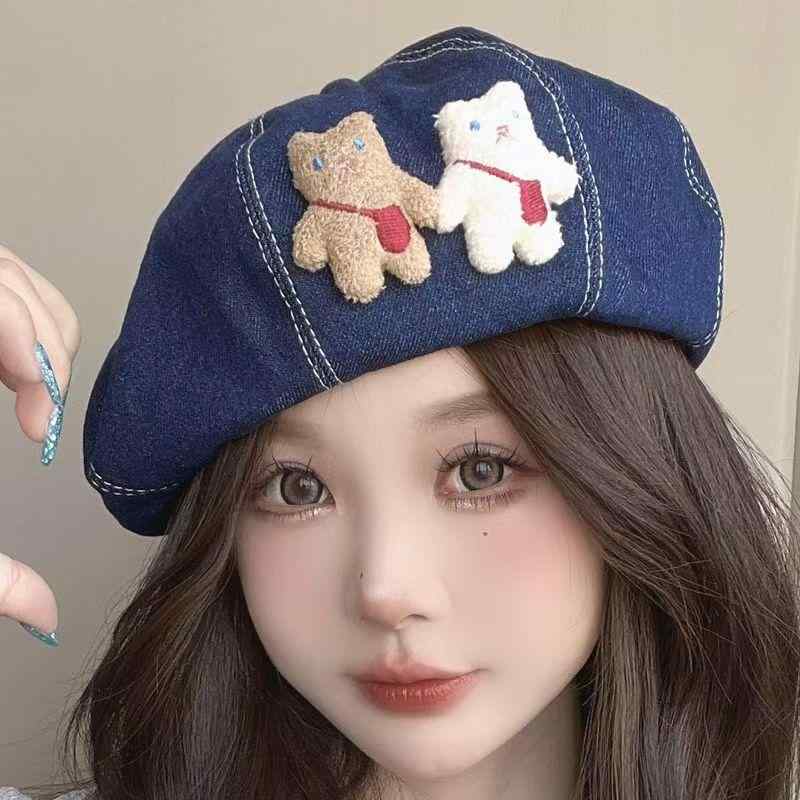 ・製品カテゴリ: ベレー帽・帽子のタイプ: ドーム・つばのタイプ: つばなし・カラー: 紺色, ダークブルー, ライトブルー・サイズ: フリーサイズ・機能: 保温・主な生地の組成: 綿・生地の素材: デニム・主な生地の組成含有量: 61〜70%・主な生地の組成2: 綿・主な生地の組成2の含有量: 51〜60%・スタイル: フレッシュ＆スイート・加工技術: ウォッシュ, 絞り染め, 藍染め