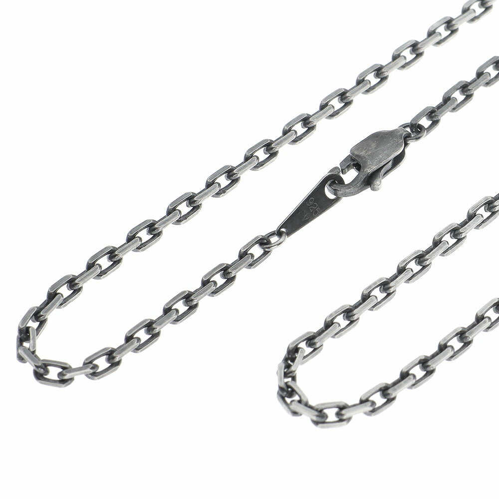 シルバー925 燻し加工 あずき チェーン 4面カット チェーン ネックレス 45cm~80cm sv925 銀 ハード 小豆 細角 アズキ あずき 鎖 銀 S...