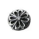 シルバー925 コンチョ クロス フローラル スター ジルコン(透明) 直径 約19mm 銀92.5% レザークラフト 財布 ケース カスタムパーツ バッグ DIY パーツ 手芸 革財布 CROSS floral STAR