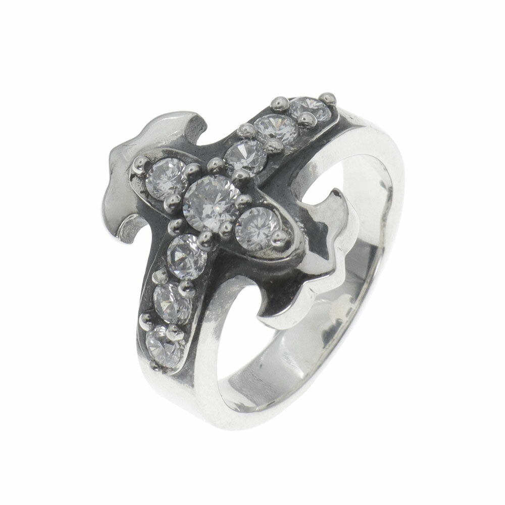 シルバー925 リング 指輪 クロス CROSS 十字架 トライバル ゴシック アクセサリー 古美加工 燻し加工 ジルコン 奇数サイズ(13号~25号)